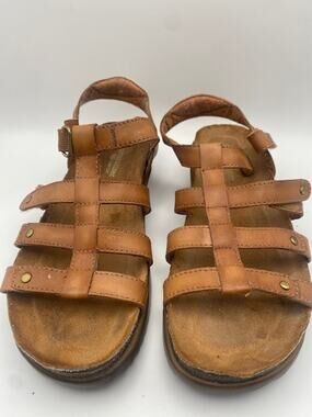 Naturalizer Womens 6.5M Brown Leather Gladiator Sandals Comfort Adjustable